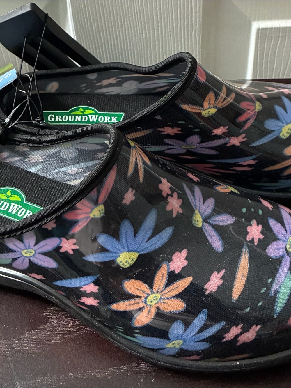 Groundwork Floral Garden Clogs - Black Multi Size 8 NWT - Picture 2 of 5